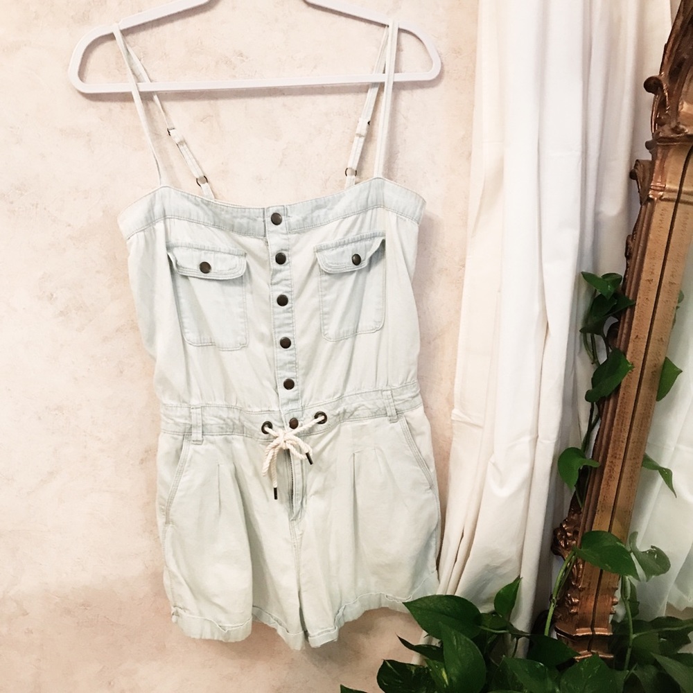 Beach romper in light denim